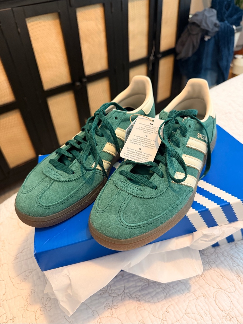 adidas Green and White Spezial Women's Sneakers